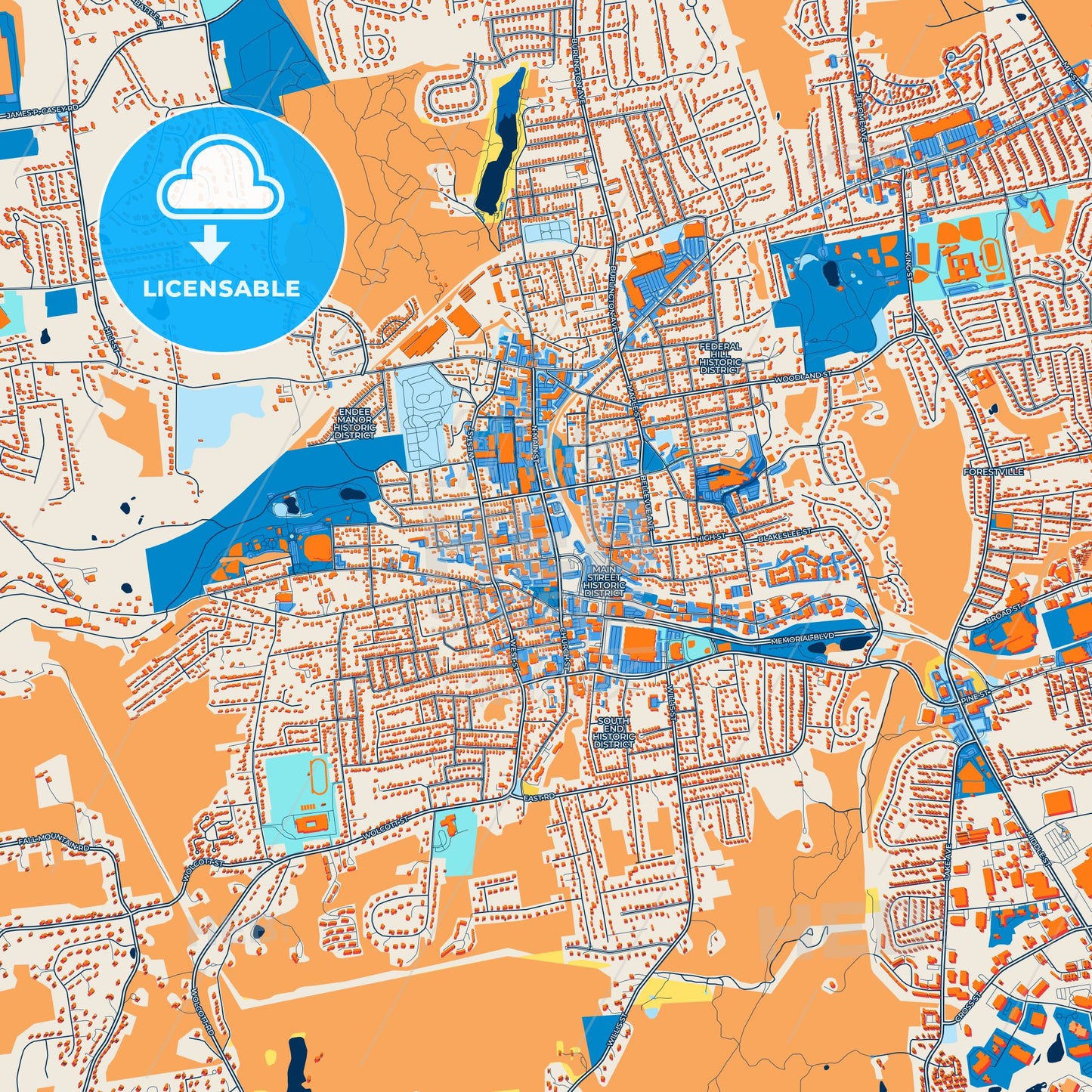 Colorful Bristol Street Map with Labels and Buildings