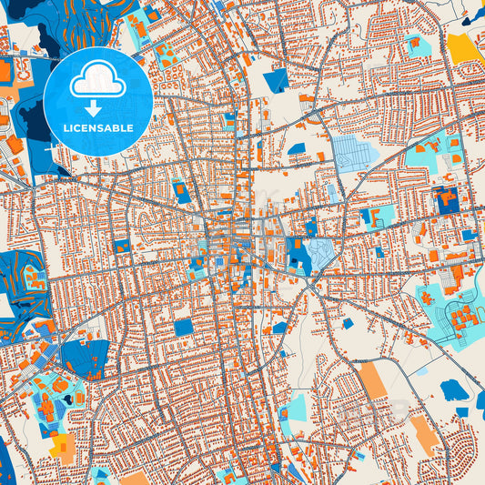 Colorful Brockton Street Map with Labels and Buildings