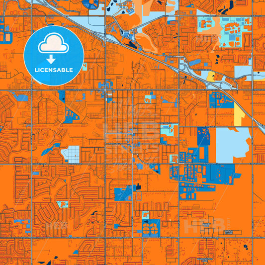 Colorful Broken Arrow Street Map with Labels and Buildings