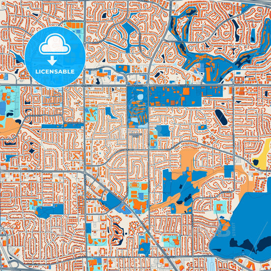Colorful Brooklyn Park Street Map with Labels and Buildings