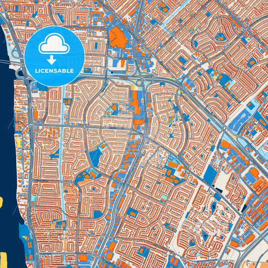 Colorful Brossard Street Map with Labels and Buildings