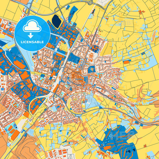 Colorful Bruchsal Street Map with Labels and Buildings