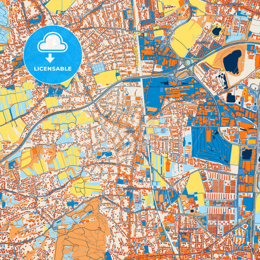 Colorful Brunn am Gebirge Street Map with Labels and Buildings