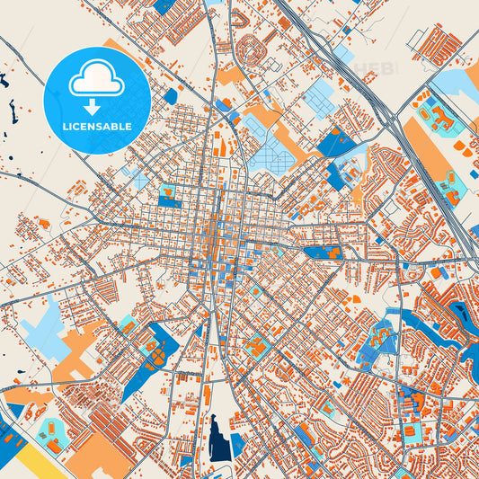 Colorful Bryan Street Map with Labels and Buildings