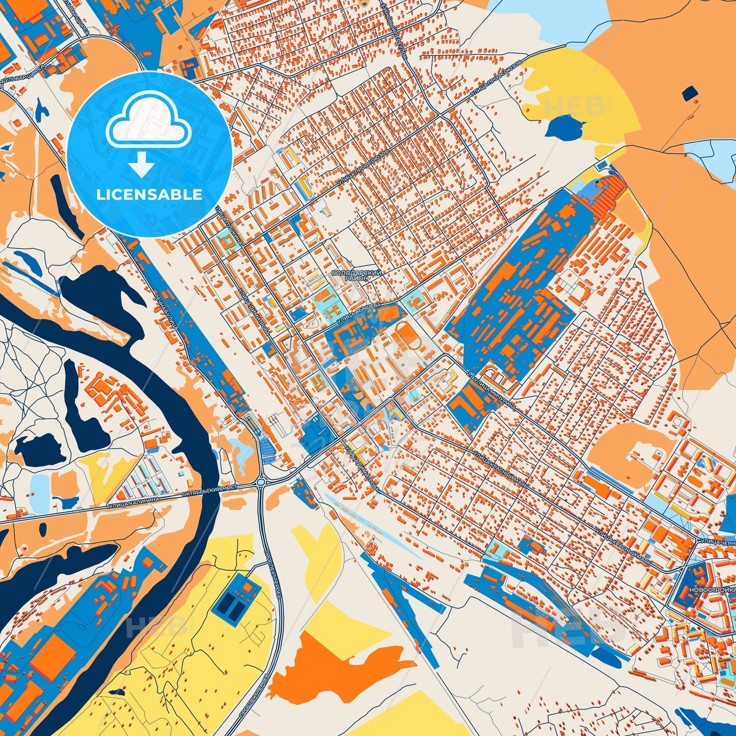Colorful Bryansk Street Map with Labels and Buildings