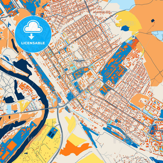 Colorful Bryansk Street Map with Labels and Buildings