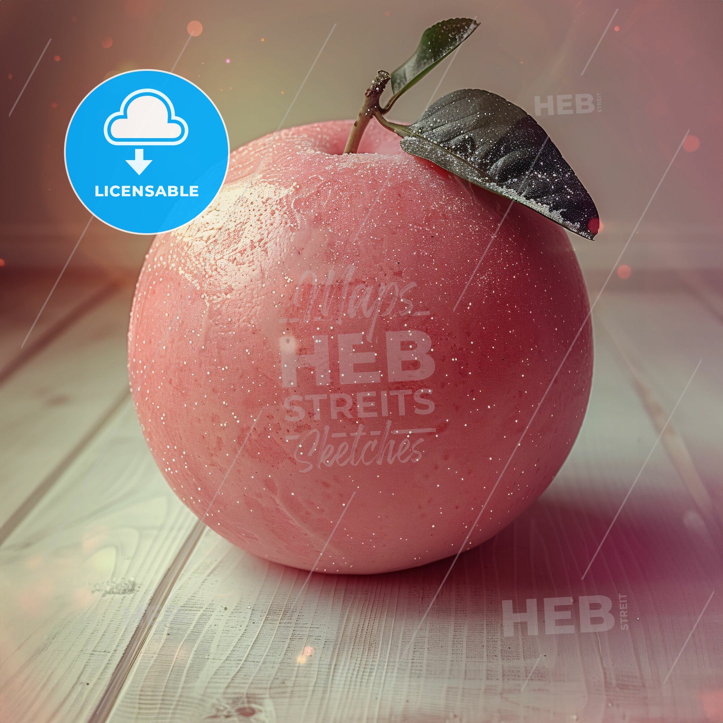 Bubblegum Bliss: A Sugary Fantasy - A pink apple with a leaf on top