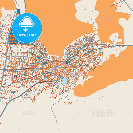 Colorful Bucak Street Map with Labels and Buildings