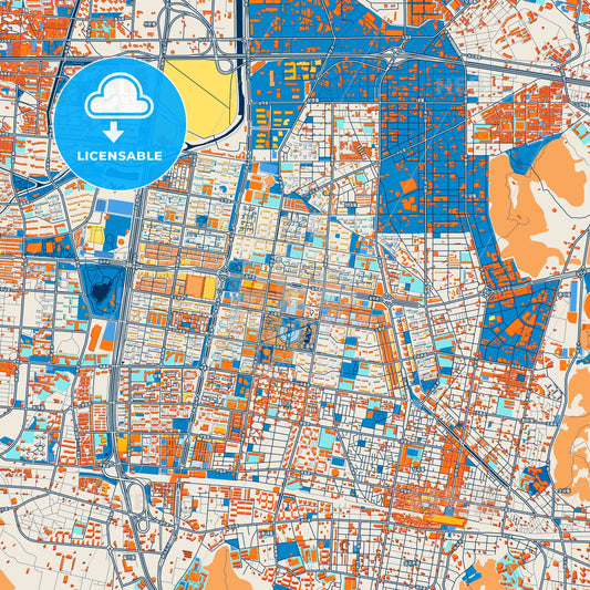 Colorful Bucheon Street Map with Labels and Buildings