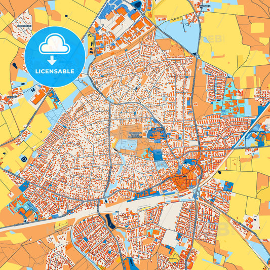 Colorful Buchholz in der Nordheide Street Map with Labels and Buildings