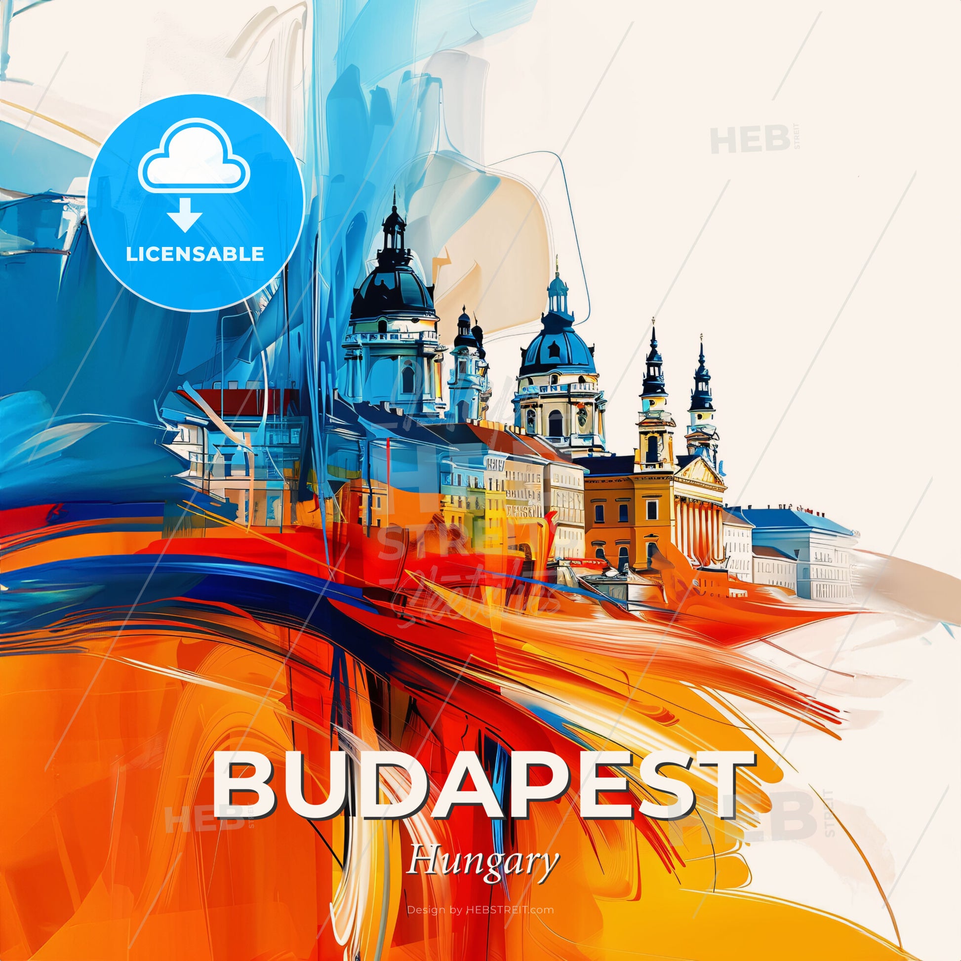Vibrant Budapest, Hungary - A Colorful Painting Of Buildings - Square format print template