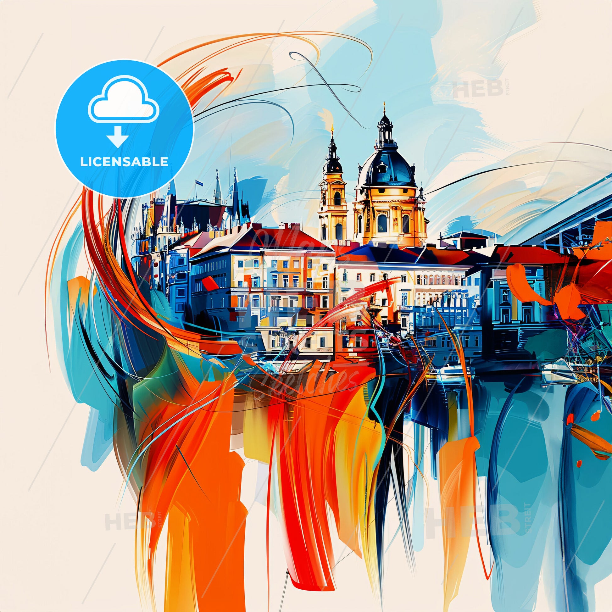 Vibrant Budapest, Hungary - A Colorful Painting Of A City