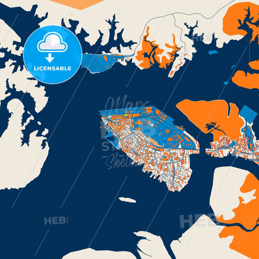Colorful Buenaventura Street Map with Labels and Buildings