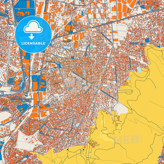 Colorful Buenavista Street Map with Labels and Buildings