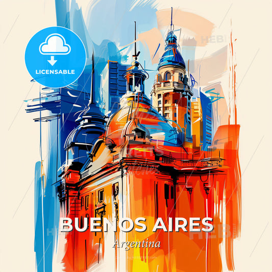 Vibrant Buenos Aires, Argentina - A Colorful Building With Towers - Square format print template