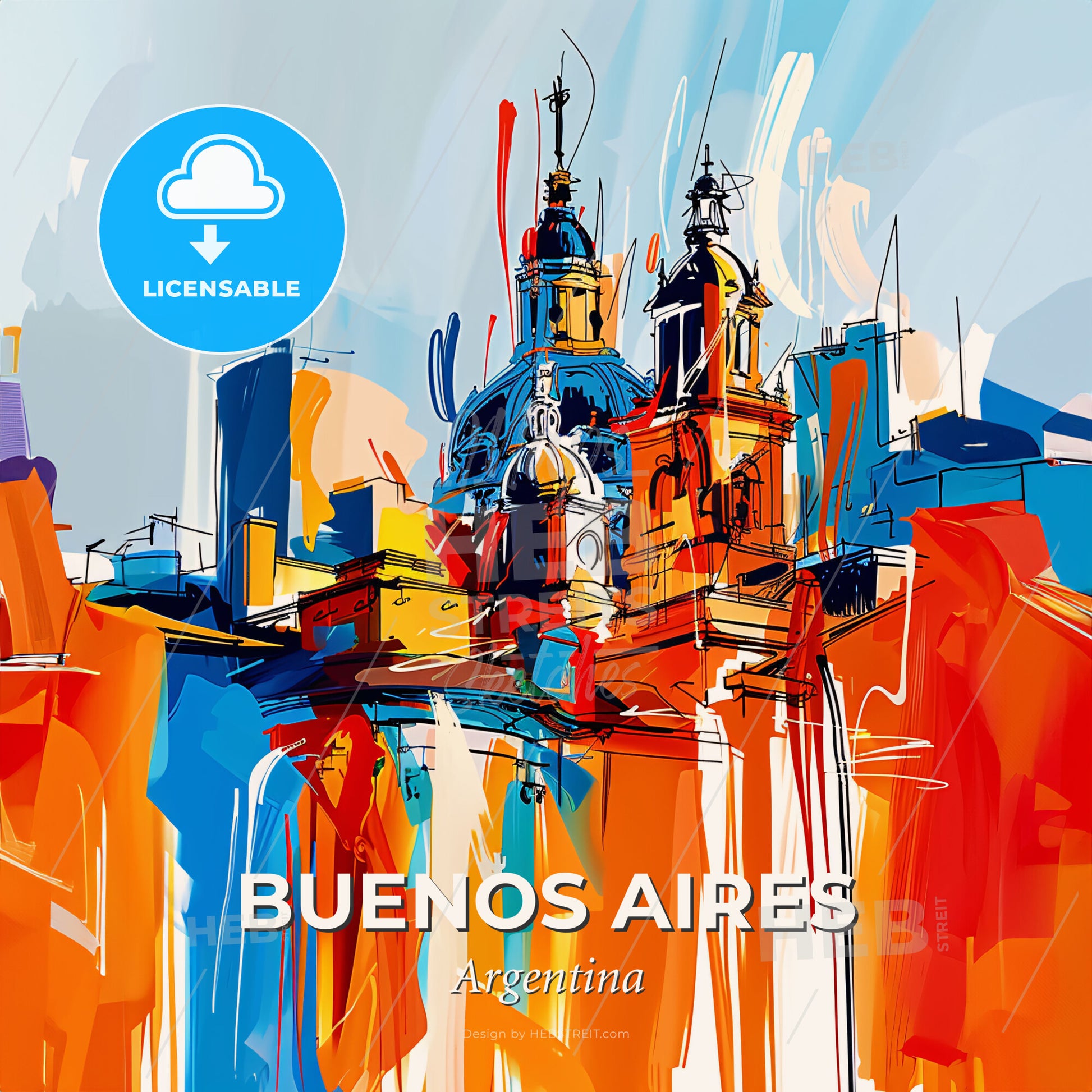 Vibrant Buenos Aires, Argentina - A Painting Of A Building - Square format print template