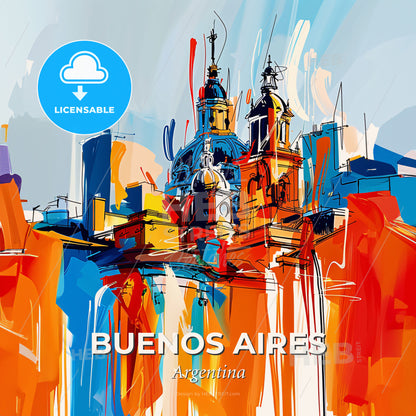 Vibrant Buenos Aires, Argentina - A Painting Of A Building - Square format print template