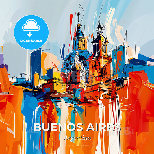 Vibrant Buenos Aires, Argentina - A Painting Of A Building - Square format print template