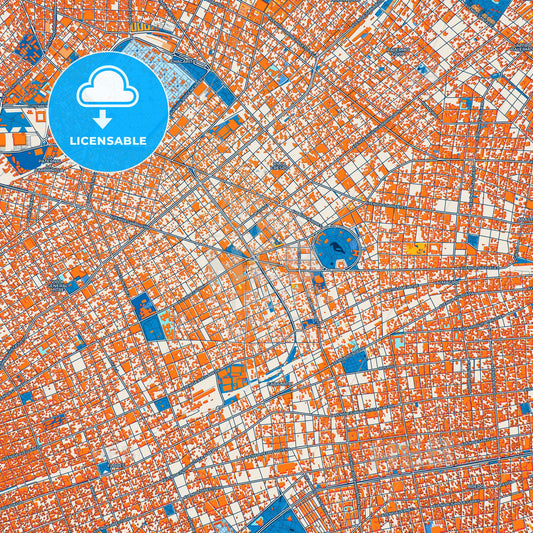 Colorful Buenos Aires Street Map with Labels and Buildings