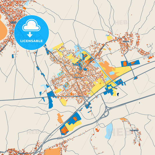 Colorful Bujanovac Street Map with Labels and Buildings