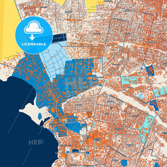 Colorful Bujumbura Street Map with Labels and Buildings