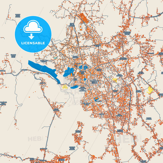 Colorful Bukittinggi Street Map with Labels and Buildings