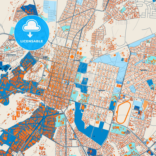 Colorful Bulawayo Street Map with Labels and Buildings