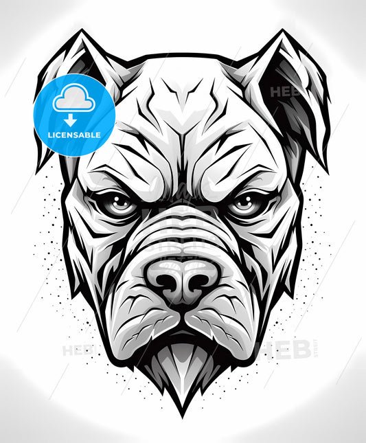 Bold Black White Bulldog Mascot Logo, Clean Minimalist Dog Head Art Painting