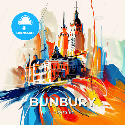 Vibrant Bunbury, Australia - A Colorful Painting Of A Building - Square format print template