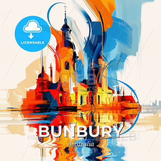 Vibrant Bunbury, Australia - A Colorful City With A Reflection Of Water - Square format print template