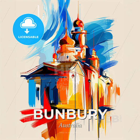 Vibrant Bunbury, Australia - A Painting Of A Building - Square format print template