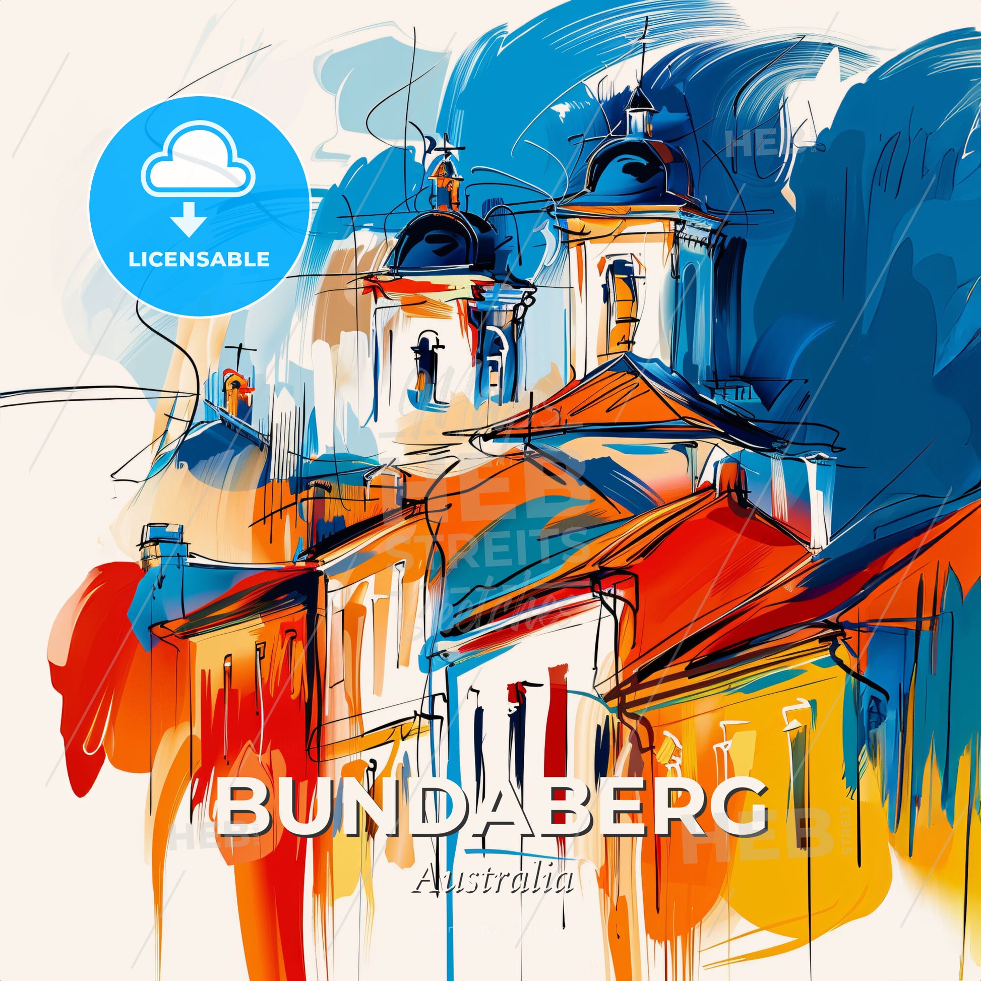 Vibrant Bundaberg, Australia - A Painting Of A Building - Square format print template