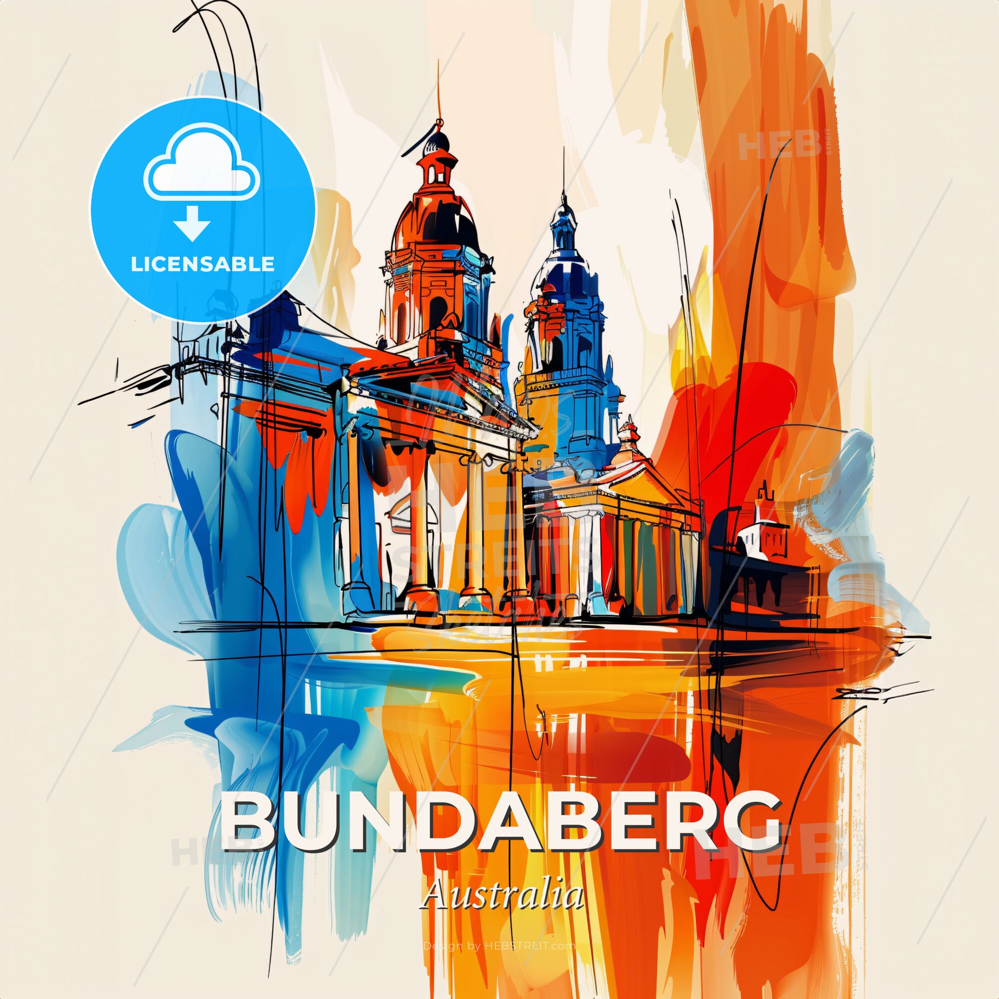 Vibrant Bundaberg, Australia - A Painting Of A Building - Square format print template