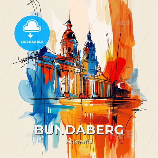 Vibrant Bundaberg, Australia - A Painting Of A Building - Square format print template