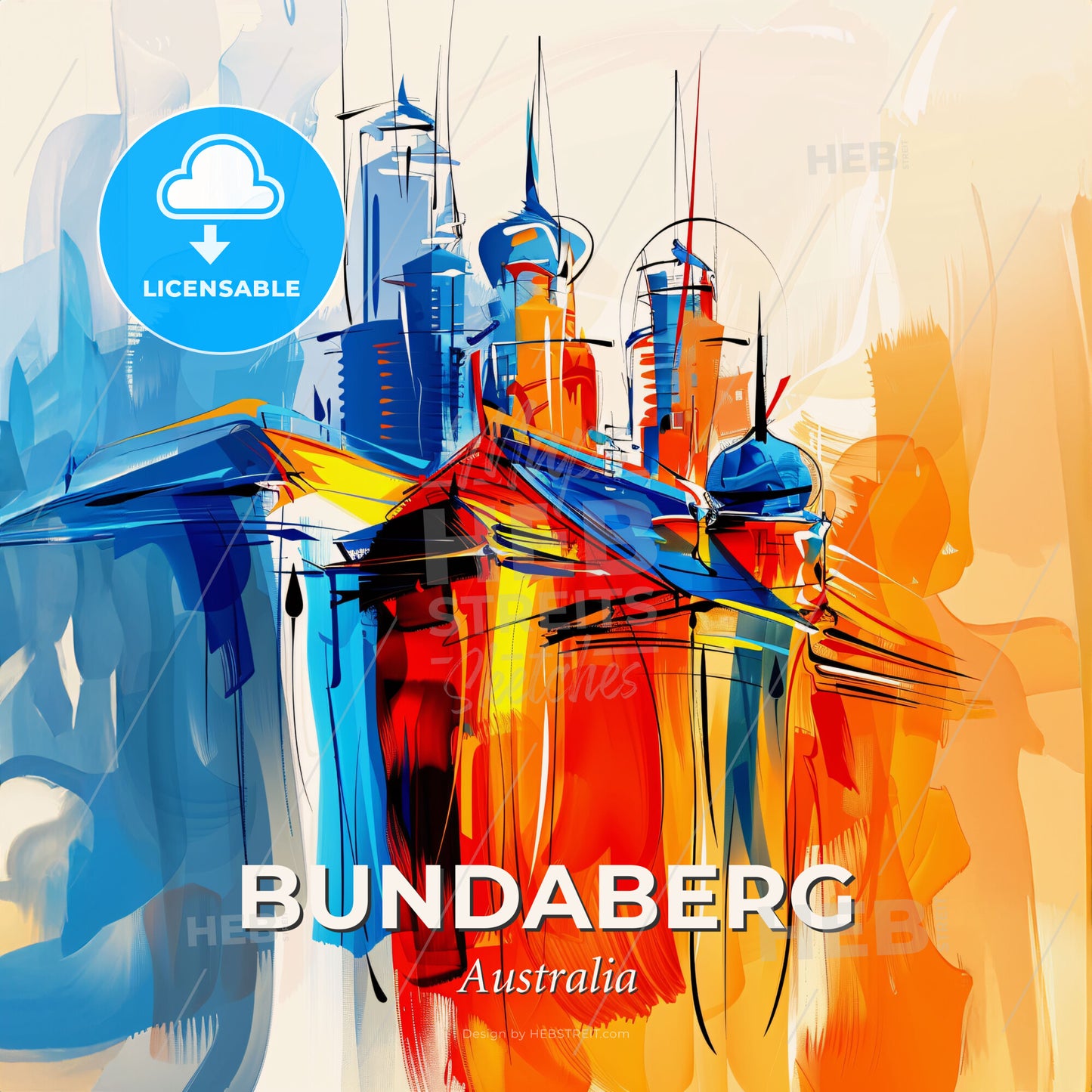 Vibrant Bundaberg, Australia - A Painting Of A Building - Square format print template