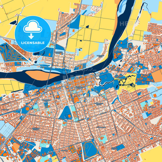 Colorful Bundaberg Street Map with Labels and Buildings