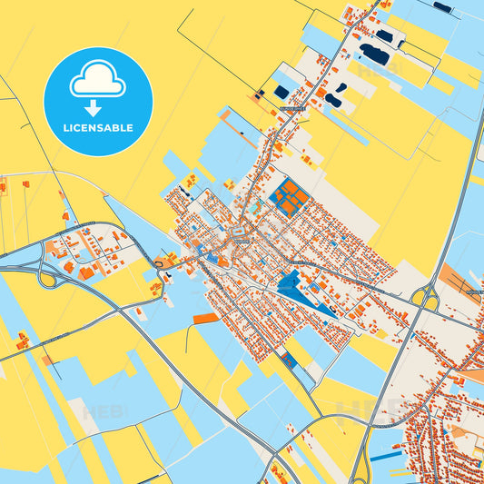 Colorful Bunde Street Map with Labels and Buildings