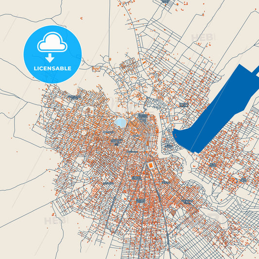Colorful Burao Street Map with Labels and Buildings
