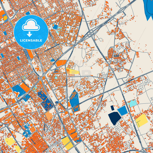 Colorful Buraydah Street Map with Labels and Buildings