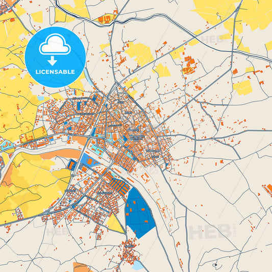 Colorful Burhaniye Street Map with Labels and Buildings