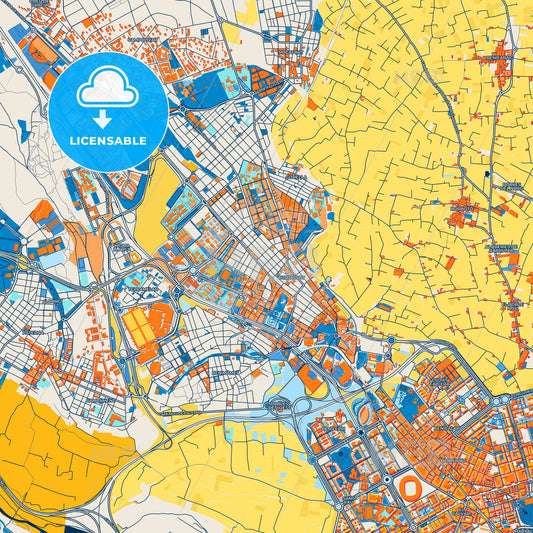 Colorful Burjassot Street Map with Labels and Buildings