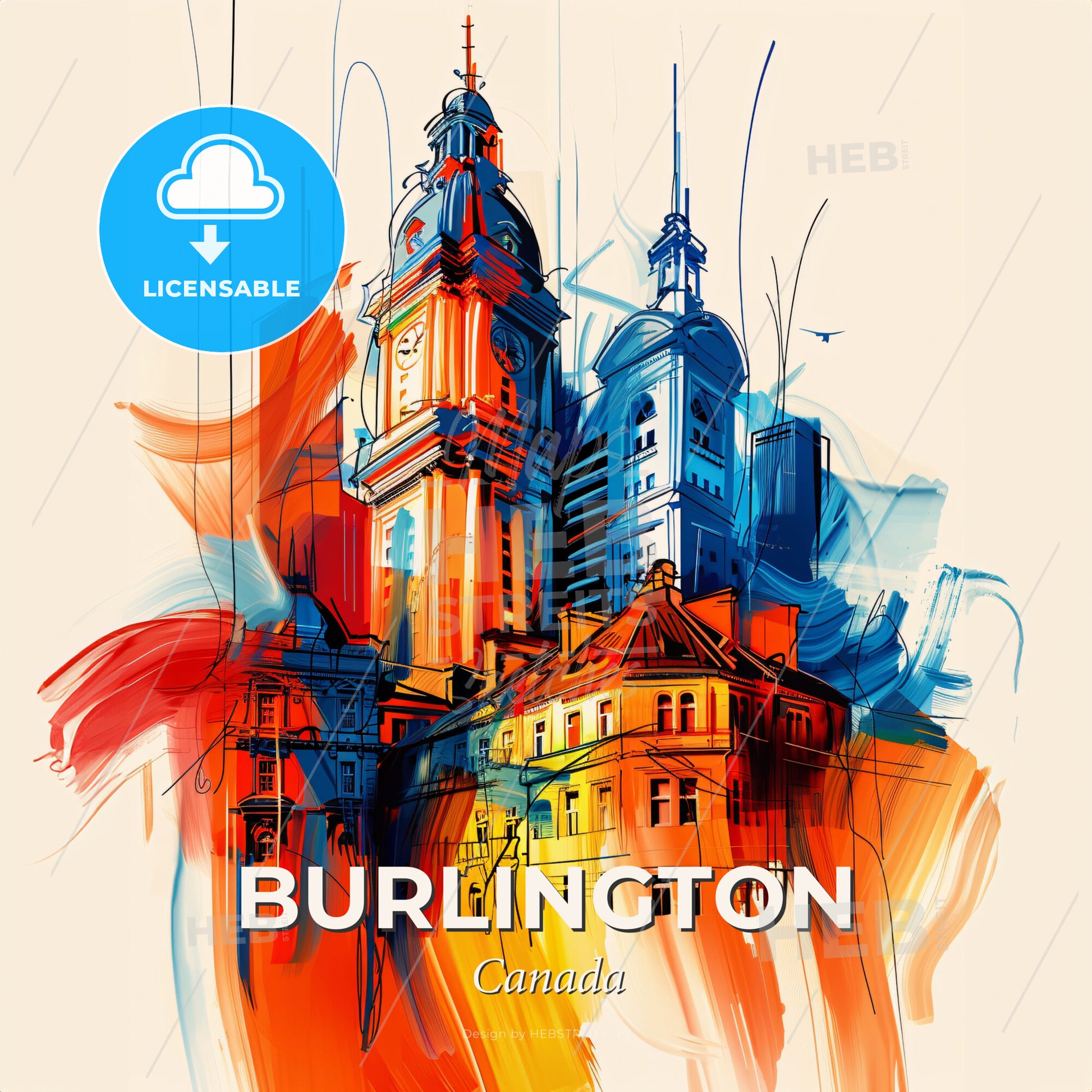 Vibrant Burlington, Canada - A Colorful Painting Of A Building - Square format print template