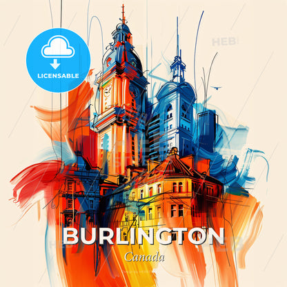 Vibrant Burlington, Canada - A Colorful Painting Of A Building - Square format print template