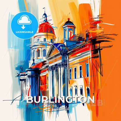 Vibrant Burlington, Canada - A Painting Of A Building With Columns And A Dome - Square format print template
