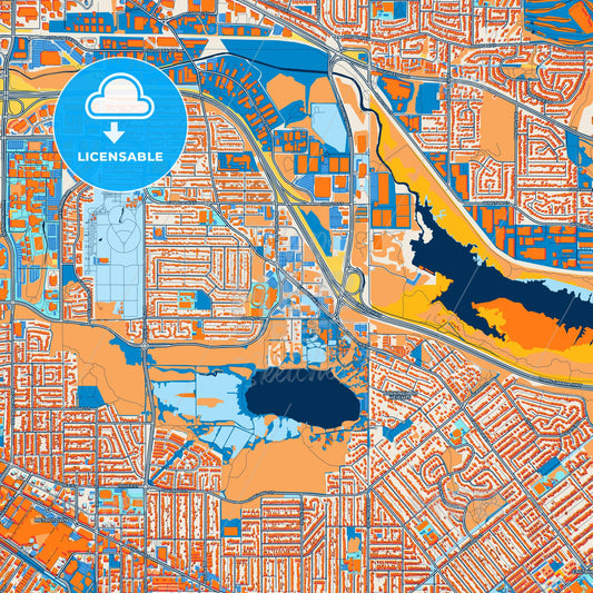 Colorful Burnaby Street Map with Labels and Buildings