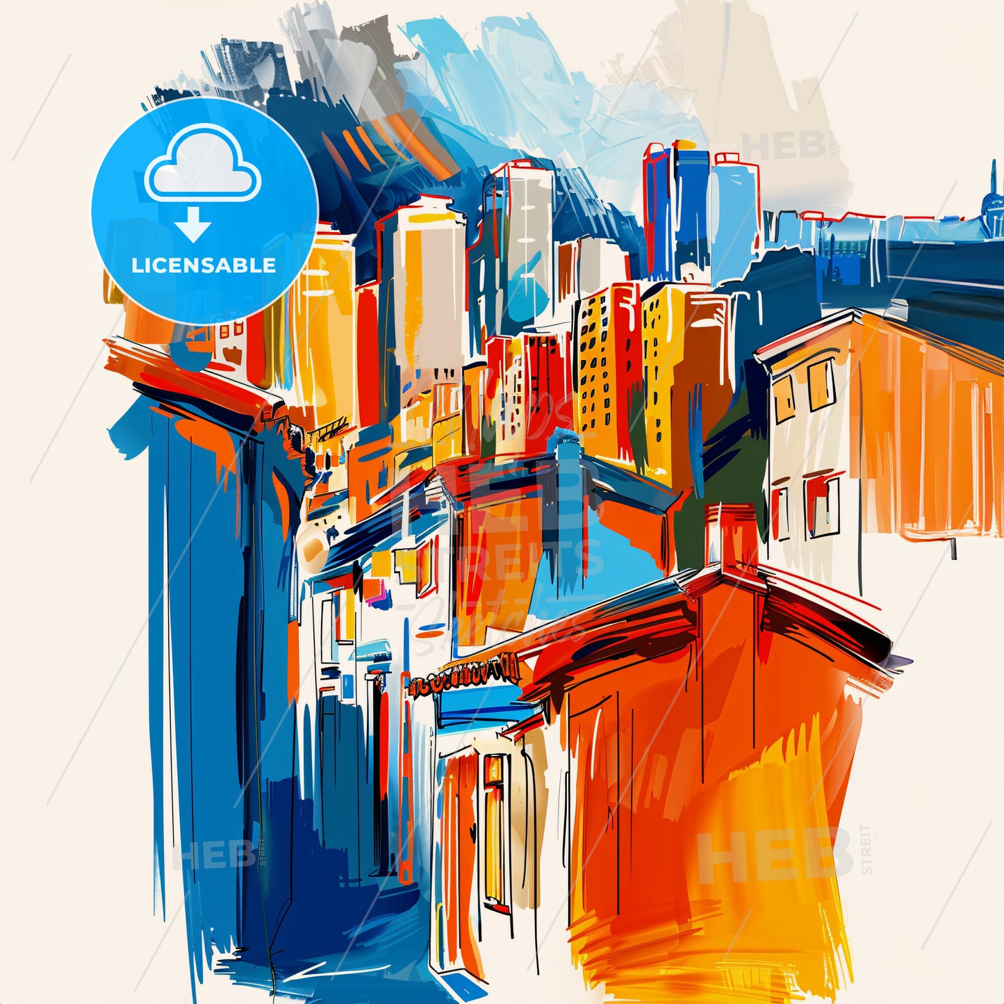 Vibrant Busan, South Korea - A Painting Of A City