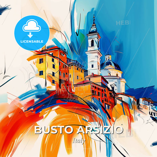 Vibrant Busto Arsizio, Italy - A Colorful Painting Of A Building - Square format print template