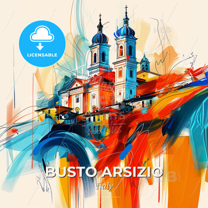 Vibrant Busto Arsizio, Italy - A Painting Of A Building With Colorful Paint - Square format print template