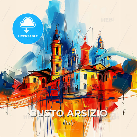 Vibrant Busto Arsizio, Italy - A Painting Of A Building - Square format print template