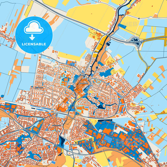 Colorful Buxtehude Street Map with Labels and Buildings